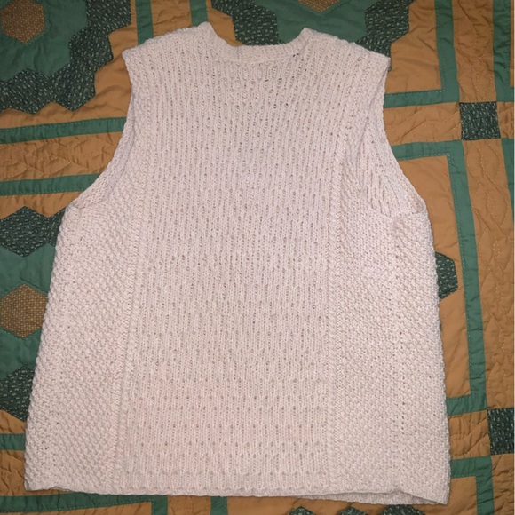 handmade Women's Cream Sweater Vest knit‎ hand knit L - Picture 2 of 5